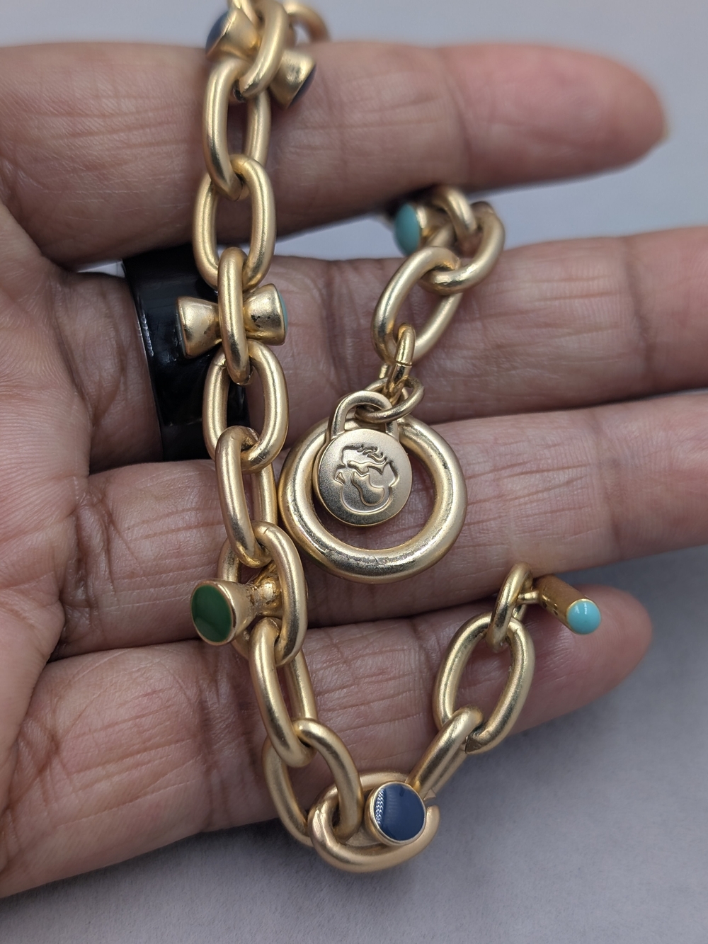 Spartina 449 Gold Tone Multi-Color Enamel Accent Toggle Link Bracelet m105 - Picture 8 of 9